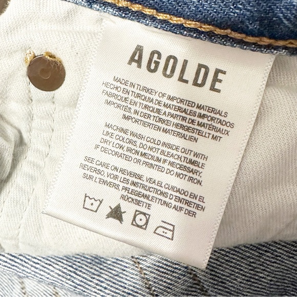 AGOLDE Wyman Straight Leg Non-Stretch Cropped Ankle Button Fly Blue Denim Jeans - Picture 6 of 6